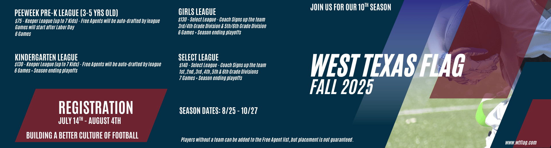 Fall Registration 2025 / July 14th - August 4th